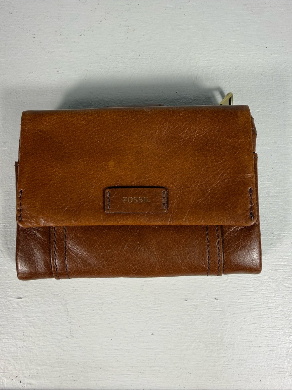 Fossil Women's Cognac Brown Leather Bifold Wallet